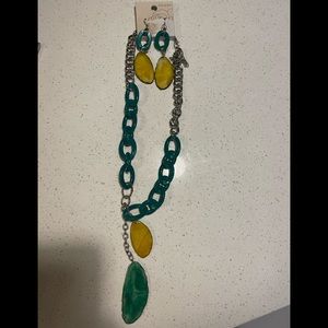 Long accent and necklace and earring set!